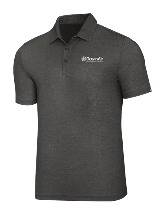 TravisMathew Black Heather Oceanside Polo w/OceanAir Logo