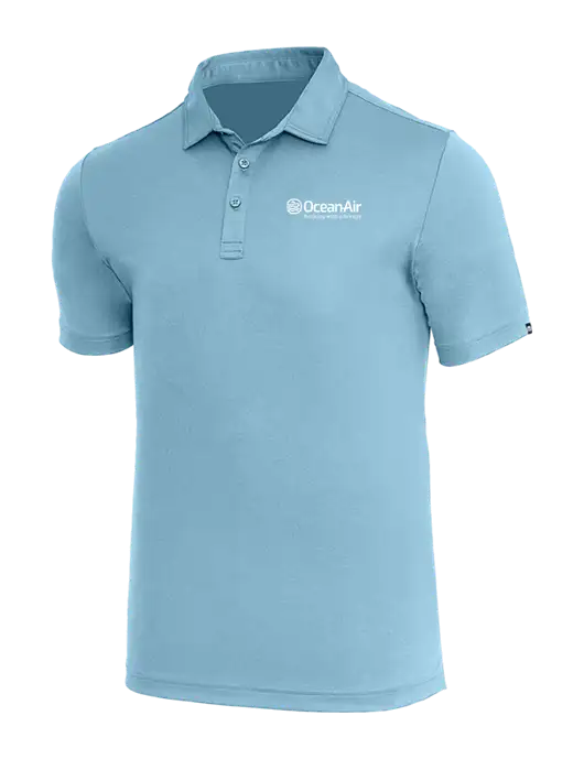 TravisMathew Light Sapphire Heather Coto Performance Polo w/OceanAir Logo
