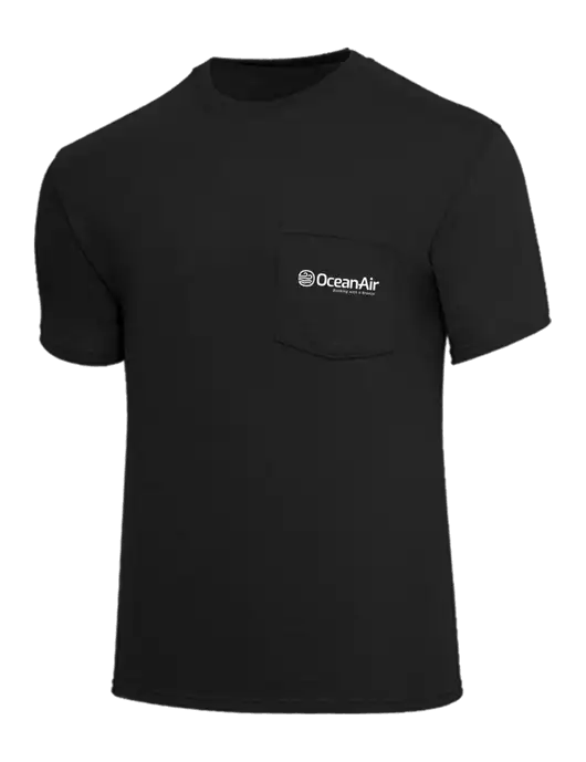 Core Blend Black Pocket T-Shirt w/OceanAir Logo
