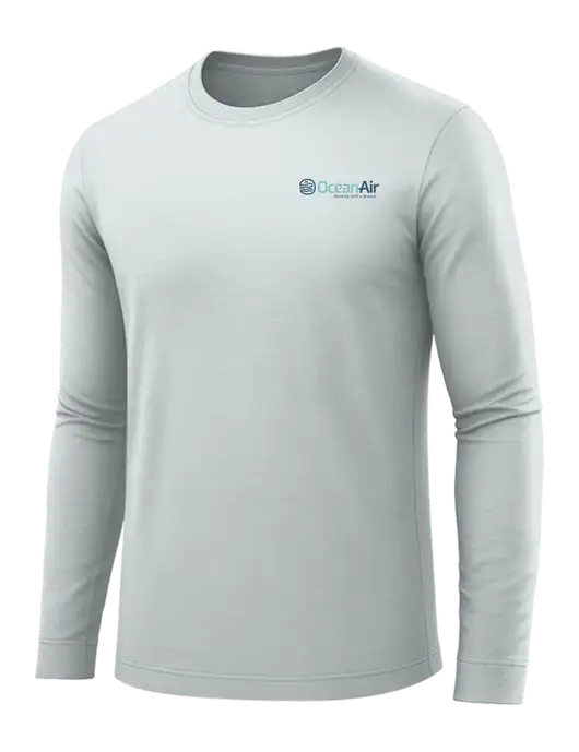 Long Sleeve Light Grey PosiCharge Competitor Tee w/OceanAir Logo