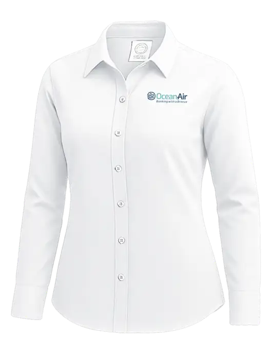 Brooks Brothers Womens White Wrinkle-Free Stretch Nailhead Shirt w/OceanAir Logo