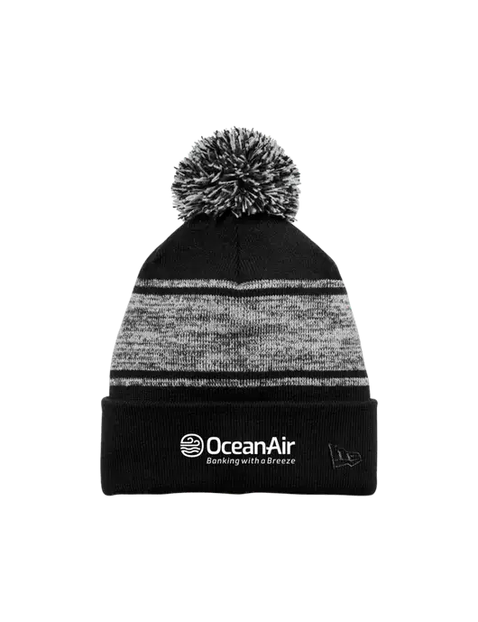 New Era Black/Charcoal Knit Chilled Pom Beanie w/OceanAir Logo