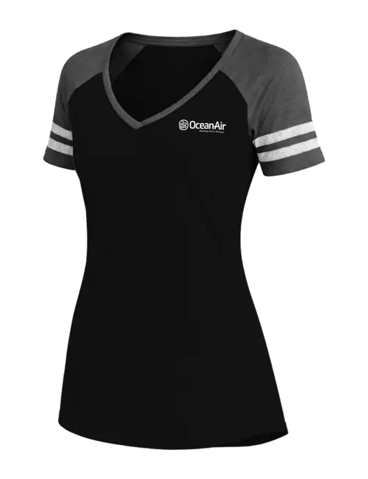 Womens Black/Charcoal Heather V-Neck Game Tee w/OceanAir Logo