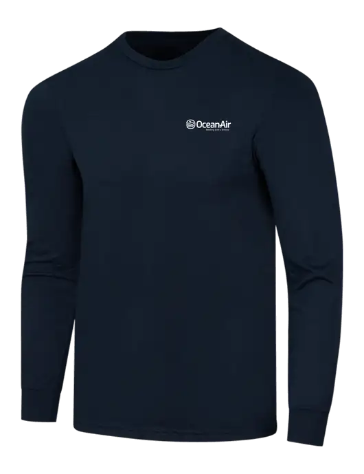 Simply Soft Long Sleeve Navy 4.5 oz, Poly/Combed Ring Spun Cotton T-Shirt w/OceanAir Logo