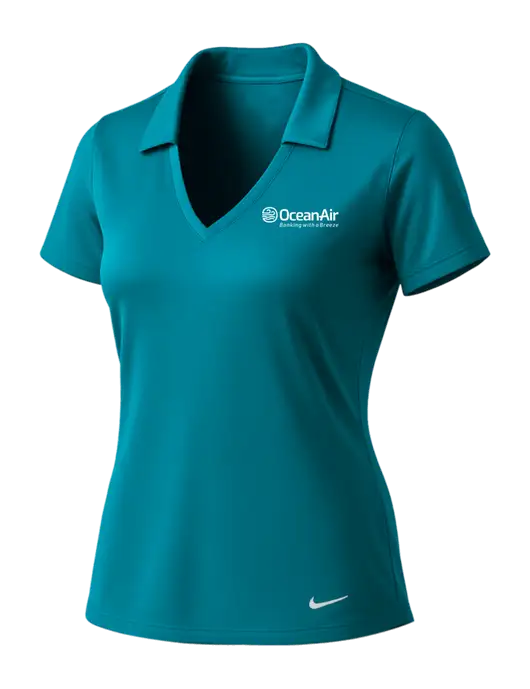 NIKE Dark Teal Womens Dri-Fit Vertical Mesh Polo w/OceanAir Logo