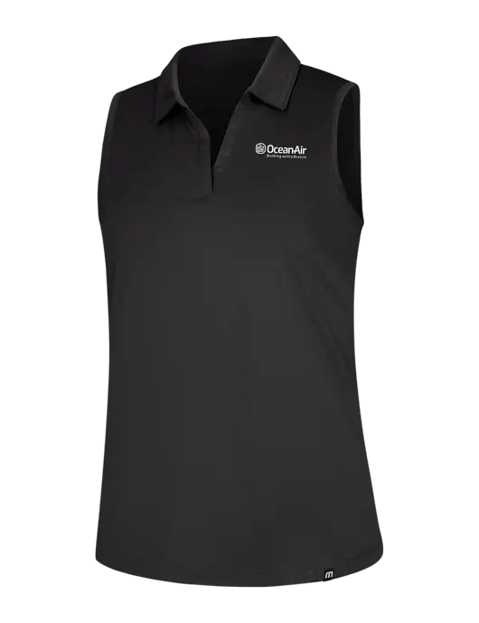 TravisMathew Womens Black Coto Performance Sleeveless Polo w/OceanAir Logo