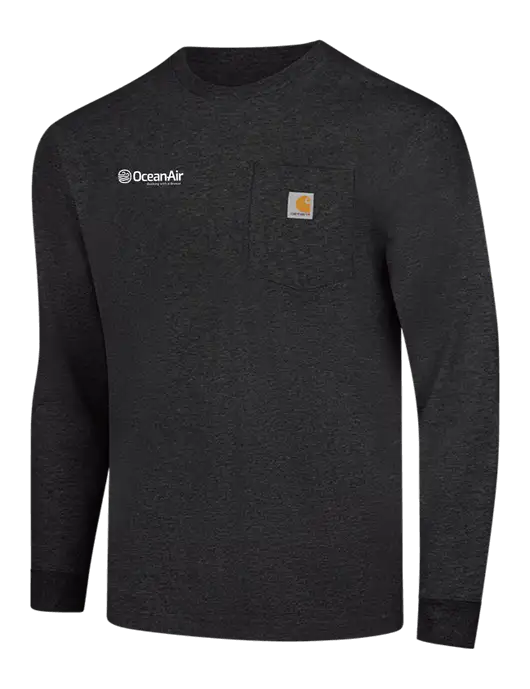 Carhartt Dark Grey Heather Workwear Pocket Long Sleeve T-Shirt w/OceanAir Logo