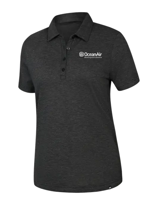 TravisMathew Womens Black Heather Sunnyvale Polo w/OceanAir Logo