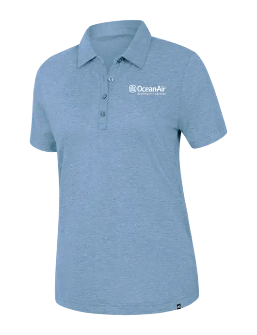 TravisMathew Womens Light Blue Heather Sunnyvale Polo w/OceanAir Logo