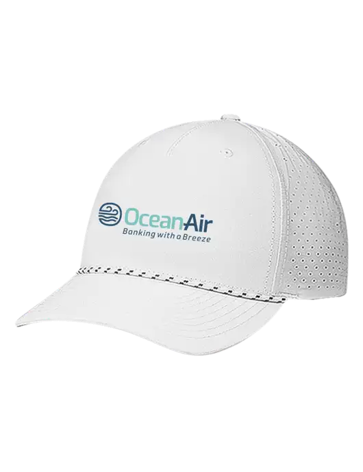 Richardson Laser Perf Performance White/White-Black Rope Cap w/OceanAir Logo