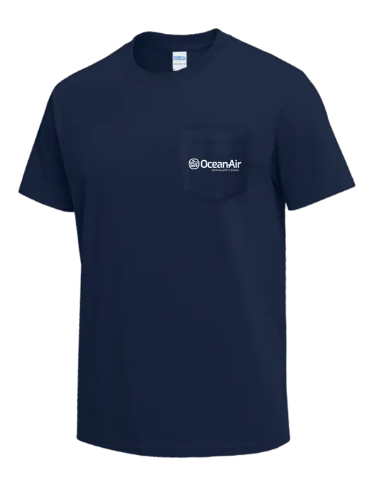 Navy Heavyweight 6.1 oz Pocket T-Shirt w/OceanAir Logo