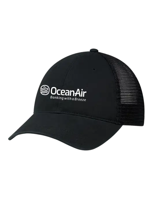 Richardson 111 Garment Washed Trucker Cap Black w/Black Mesh w/OceanAir Logo
