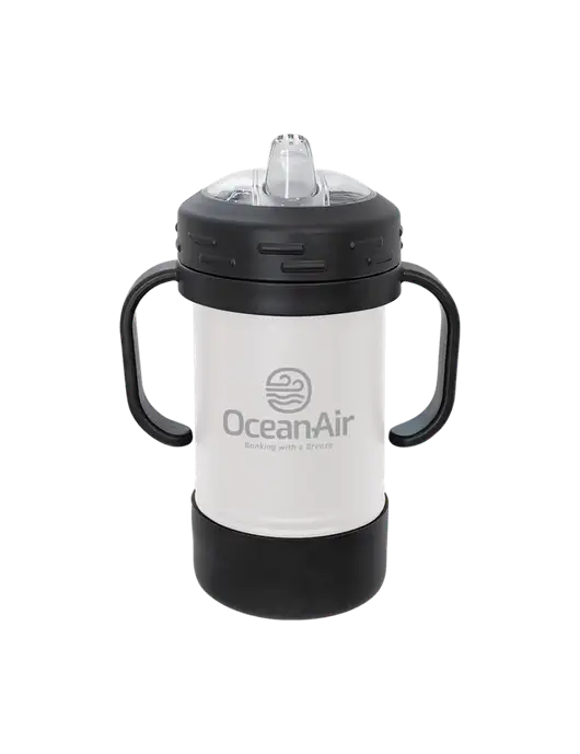 Polar Camel 10 oz Powder Coated White Sippy Cup w/OceanAir Logo