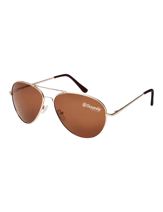 Aviator Coffee Brown with Gold Sunglasses  w/OceanAir Logo