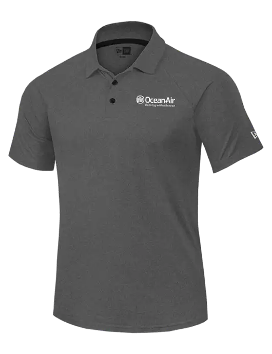 New Era Dark Grey Heather Power Polo w/OceanAir Logo