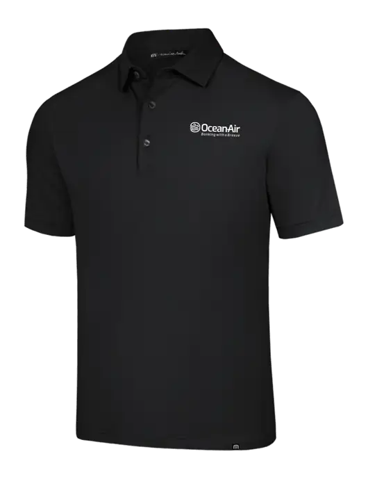 TravisMathew Black Glenview Solid Polo w/OceanAir Logo