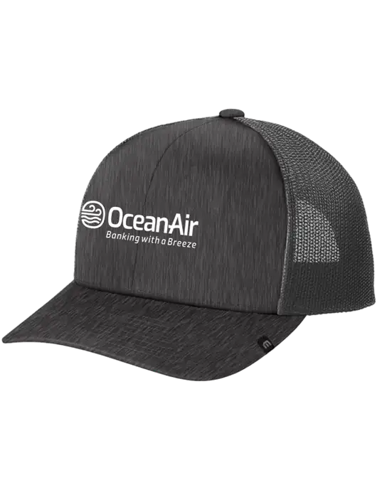 TravisMathew Very Dark Grey Heather Cruz Trucker Cap w/OceanAir Logo