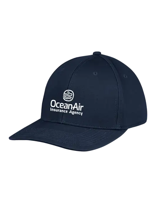 Premium Modern Structured Twill Navy Snapback Cap w/Insurance Logo