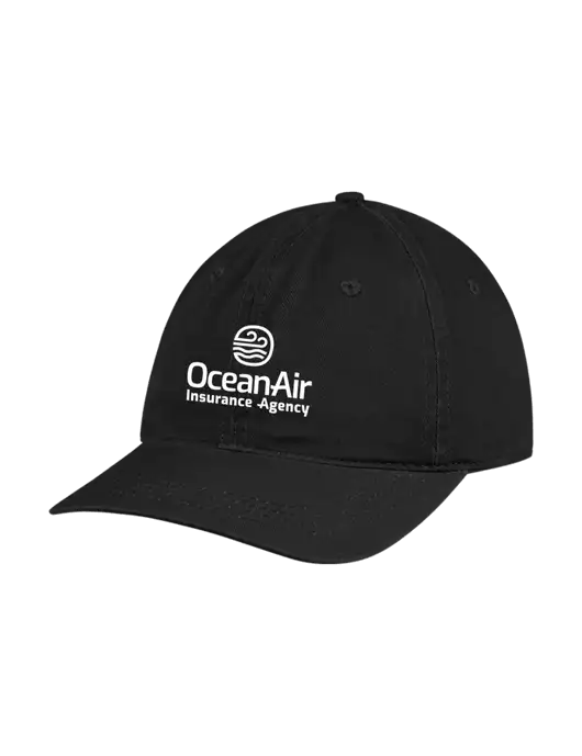 Garment Washed Unstructured Twill Black Cap w/Insurance Logo