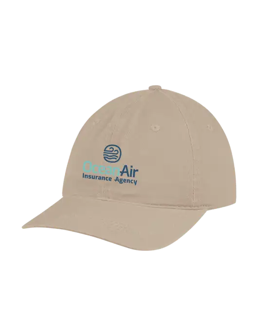 Garment Washed Unstructured Twill Tan Cap w/Insurance Logo
