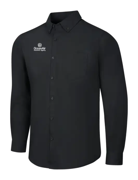 Black Long Sleeve Carefree Poplin Shirt w/Insurance Logo