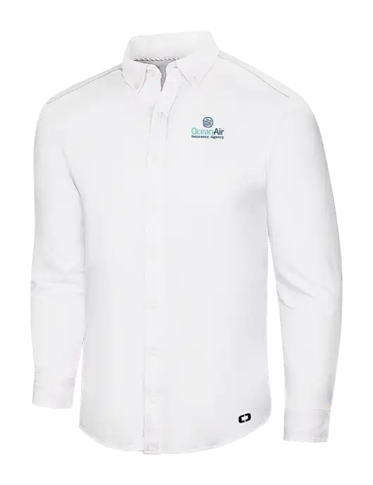 OGIO Bright White Modern Code Stretch Button-Up Shirt w/Insurance Logo