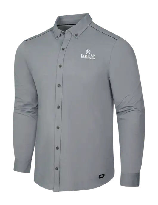 OGIO Medium Grey Heather Modern Code Stretch Button-Up Shirt w/Insurance Logo