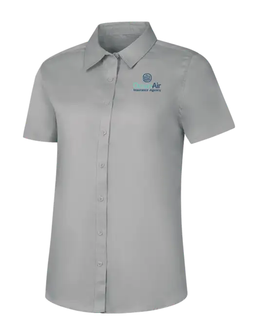 Womens Light Grey Short Sleeve Superpro React Twill Shirt w/Insurance Logo