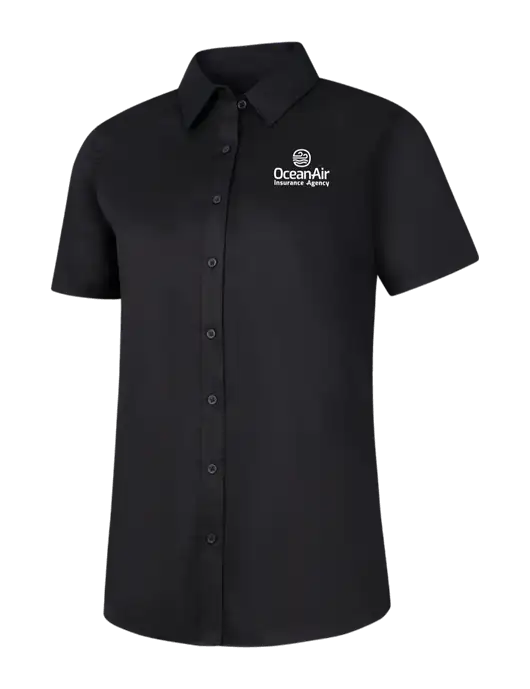 Womens Black Short Sleeve Superpro React Twill Shirt w/Insurance Logo