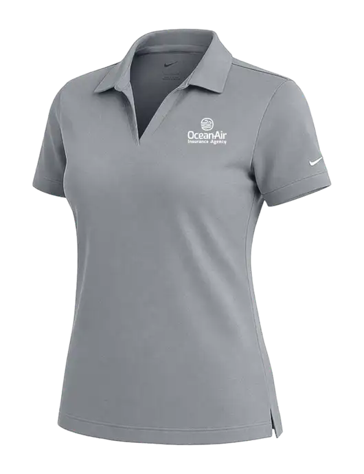 NIKE Medium Grey Womens Dri-Fit Micro Pique Polo w/Insurance Logo